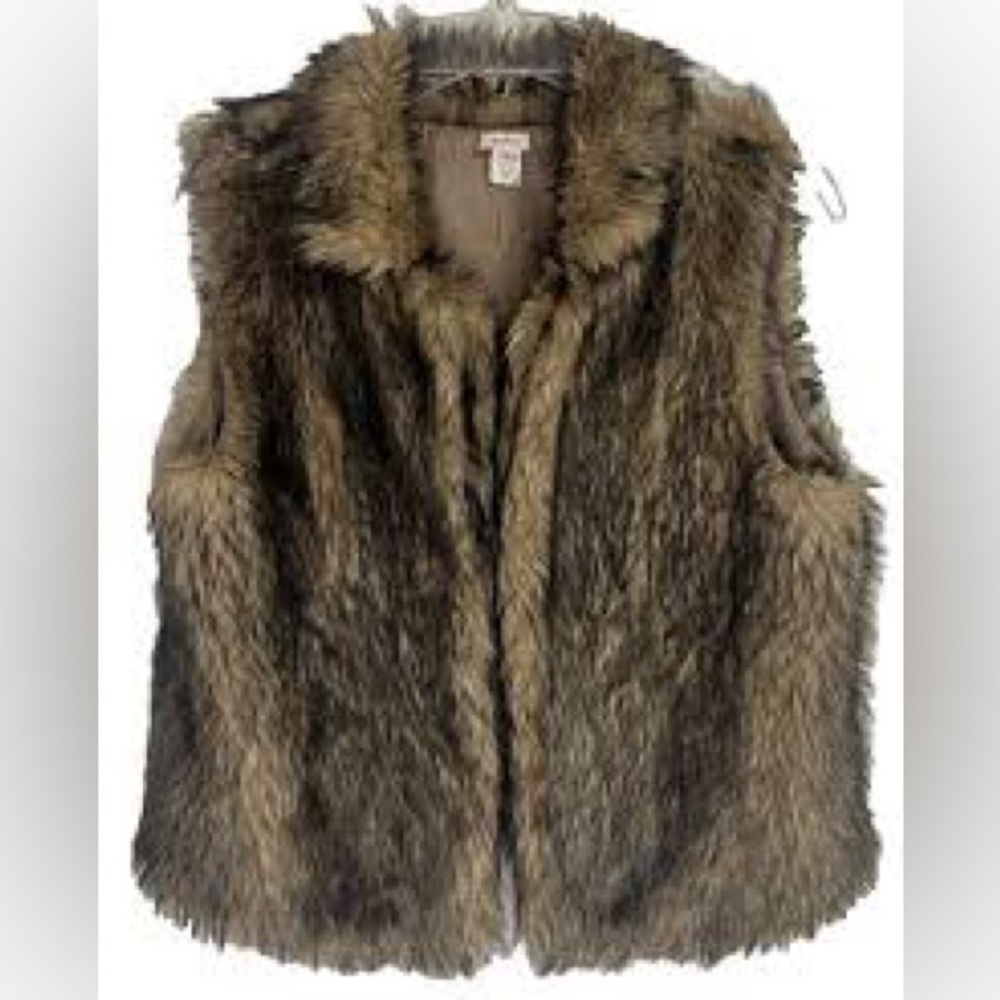 Echo Brown Faux Fur Collared Vest Cabincore Classic Apres Ski Mob Wife Versatile